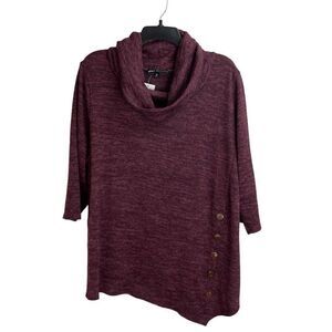 Star Vixen Burgundy Stretch Asymmetrical Lightweight Tunic Sweater Size 1X